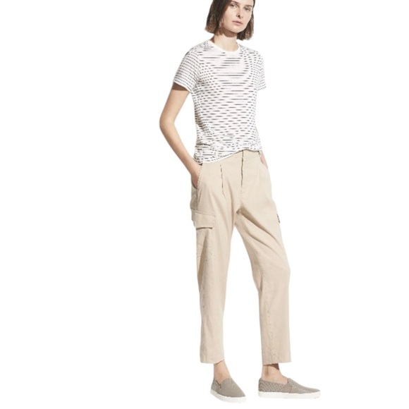 Vince Linen Blend Oat Beige Cargo Trouser Pants NWT Size 4 - Picture 6 of 12